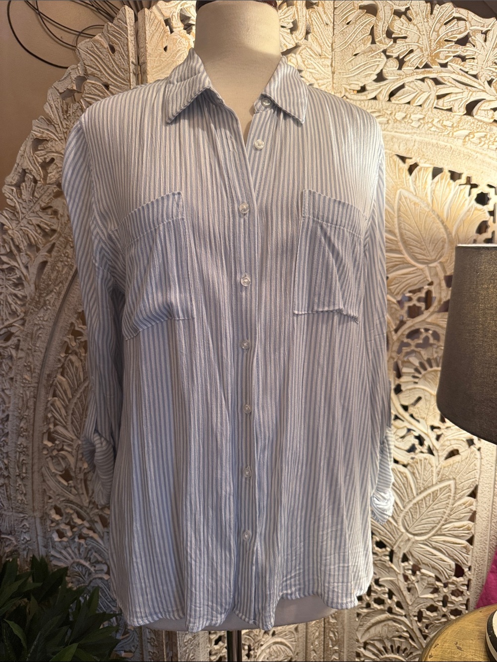 Olive & Oak Blue and White Striped Shirt